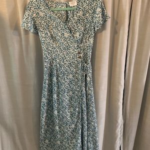 Teal floral Summer MIDI Dres- Medium